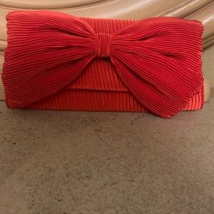 Bijoux Terner Red Pleated Crepe Clutch Bag